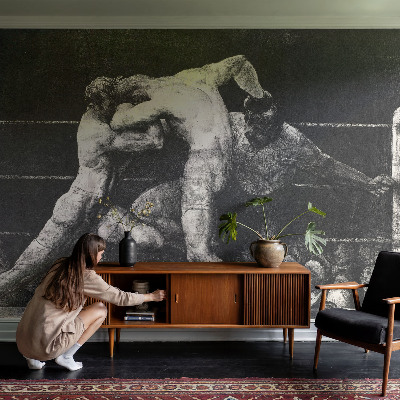 Mural de pared con estampado hermoso con motivo de dos boxeadores en actitud de combate