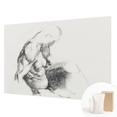 Papel mural texturado decorativo con un boceto masculino como motivo