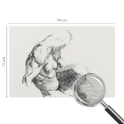 Papel mural texturado decorativo con un boceto masculino como motivo