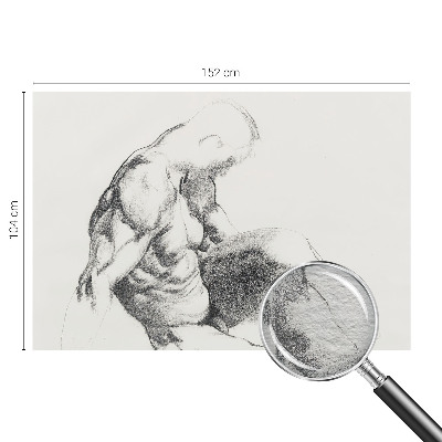Papel mural texturado decorativo con un boceto masculino como motivo