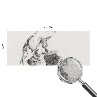 Papel mural texturado decorativo con un boceto masculino como motivo