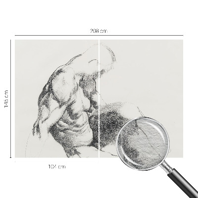 Papel mural texturado decorativo con un boceto masculino como motivo
