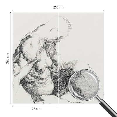 Papel mural texturado decorativo con un boceto masculino como motivo