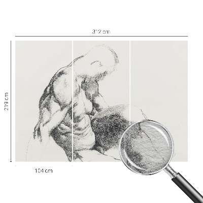 Papel mural texturado decorativo con un boceto masculino como motivo