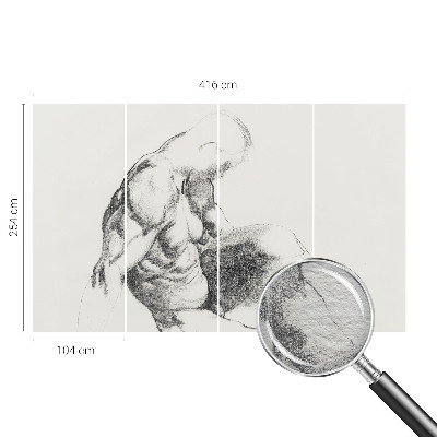 Papel mural texturado decorativo con un boceto masculino como motivo