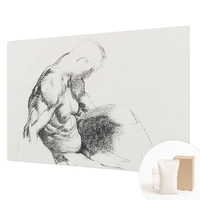 Papel mural texturado decorativo con un boceto masculino como motivo