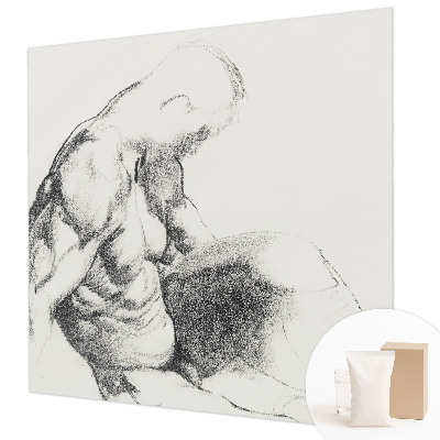 Papel mural texturado decorativo con un boceto masculino como motivo