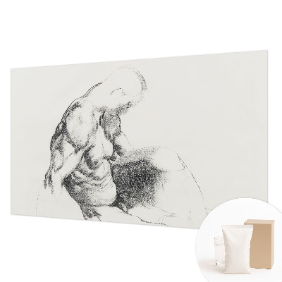 Papel mural texturado decorativo con un boceto masculino como motivo
