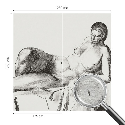 Mural decorativo con un dibujo de desnudo artístico