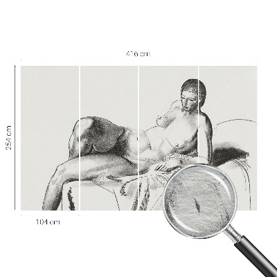 Mural decorativo con un dibujo de desnudo artístico