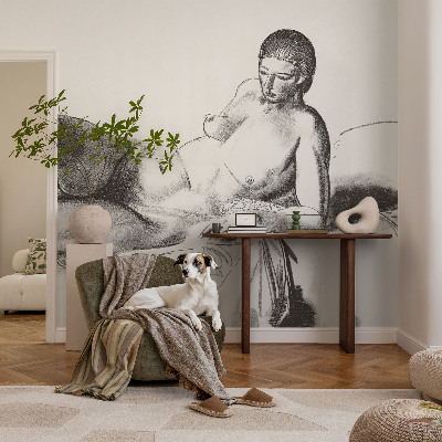 Mural decorativo con un dibujo de desnudo artístico
