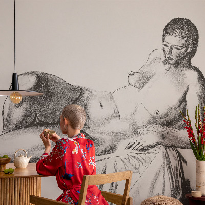 Mural decorativo con un dibujo de desnudo artístico