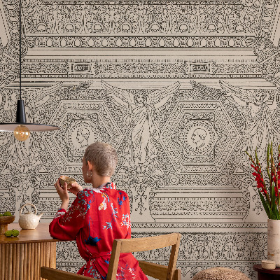 Papel mural con patrón decorativo con adorno clásico