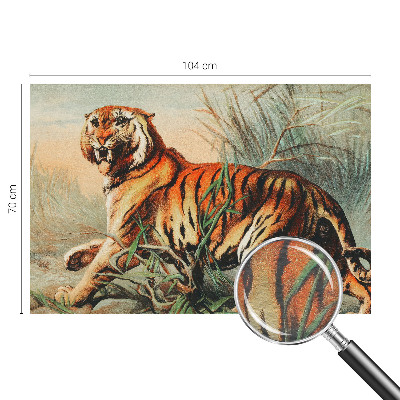Mural decorativo con diseño de tigre y motivos naturales