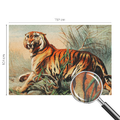 Mural decorativo con diseño de tigre y motivos naturales