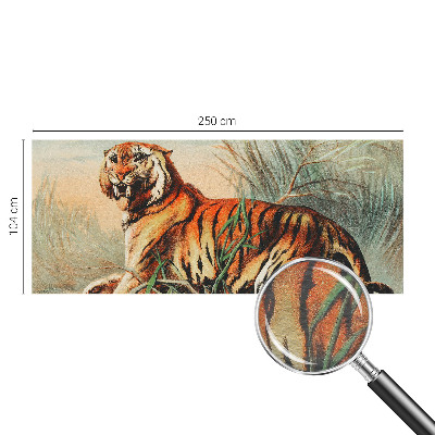 Mural decorativo con diseño de tigre y motivos naturales