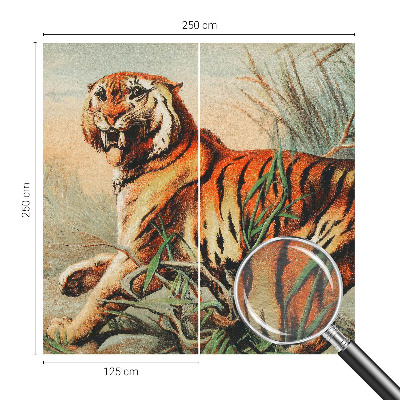 Mural decorativo con diseño de tigre y motivos naturales