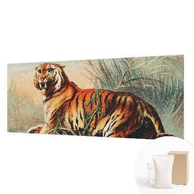 Mural decorativo con diseño de tigre y motivos naturales