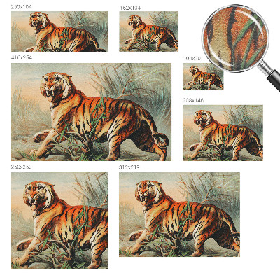 Mural decorativo con diseño de tigre y motivos naturales