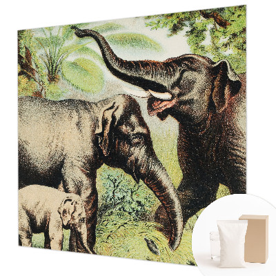 Mural de pared con estampado hermoso con la familia de elefantes como motivo