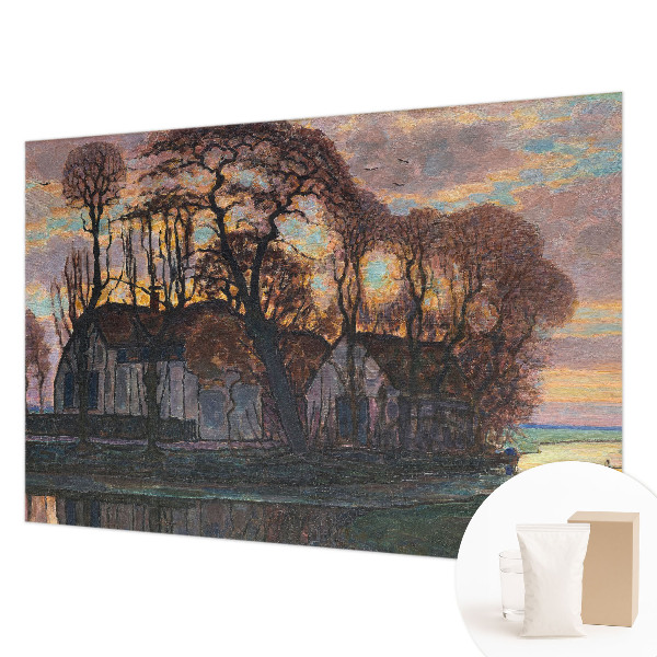 Mural de pared con estampado hermoso con un paisaje vespertino