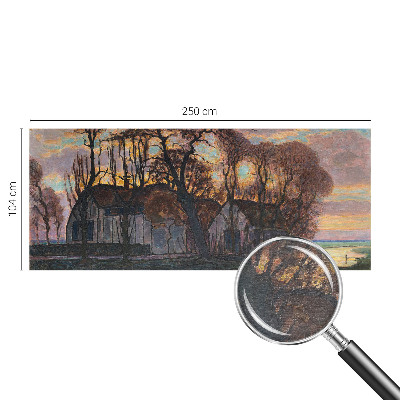 Mural de pared con estampado hermoso con un paisaje vespertino