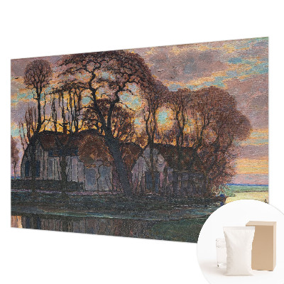 Mural de pared con estampado hermoso con un paisaje vespertino