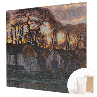 Mural de pared con estampado hermoso con un paisaje vespertino