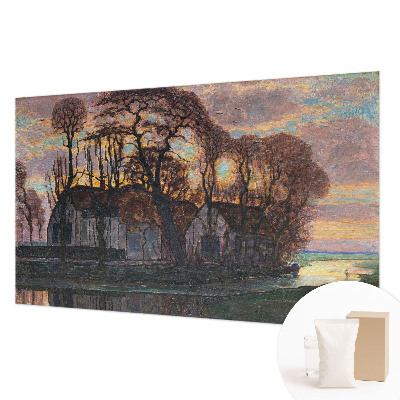 Mural de pared con estampado hermoso con un paisaje vespertino