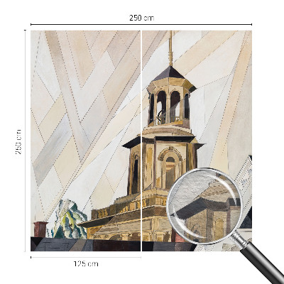 Fotomural decorativo para cabecero de cama con diseño de torre arquitectónica