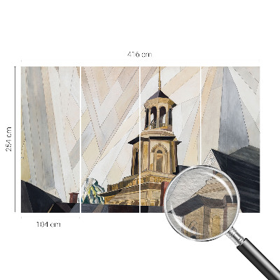Fotomural decorativo para cabecero de cama con diseño de torre arquitectónica
