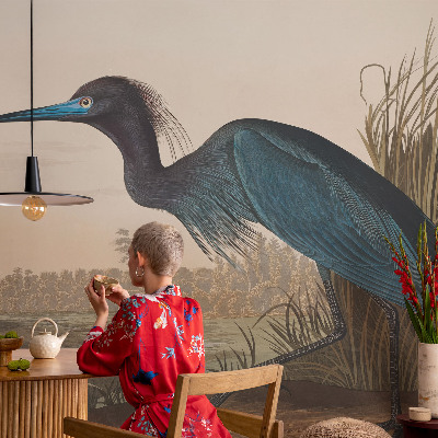 Mural decorativo con diseño de aves acuáticas
