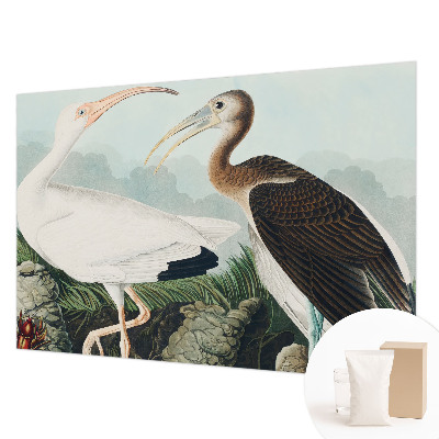 Papel mural texturado decorativo con diseño de pareja de pájaros