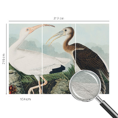 Papel mural texturado decorativo con diseño de pareja de pájaros