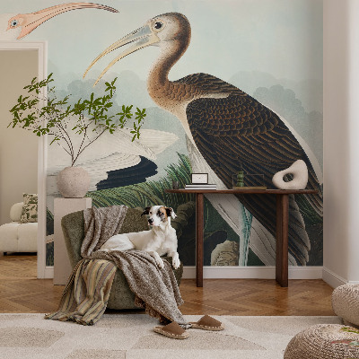 Papel mural texturado decorativo con diseño de pareja de pájaros