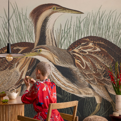 Fotomural decorativo para cabecero de cama con diseño de pájaros realistas