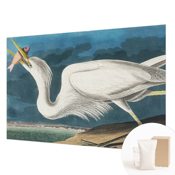 Fotomural decorativo para cabecero de cama con diseño de un pájaro sosteniendo un pez