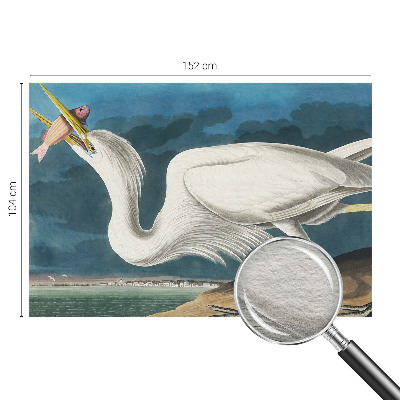 Fotomural decorativo para cabecero de cama con diseño de un pájaro sosteniendo un pez