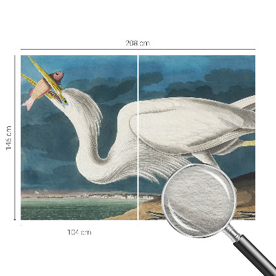 Fotomural decorativo para cabecero de cama con diseño de un pájaro sosteniendo un pez