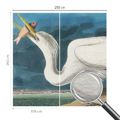 Fotomural decorativo para cabecero de cama con diseño de un pájaro sosteniendo un pez