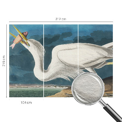 Fotomural decorativo para cabecero de cama con diseño de un pájaro sosteniendo un pez
