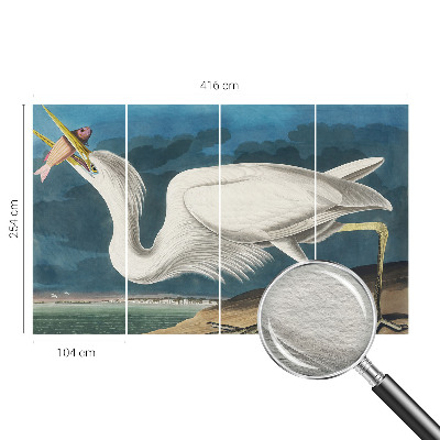 Fotomural decorativo para cabecero de cama con diseño de un pájaro sosteniendo un pez