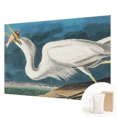Fotomural decorativo para cabecero de cama con diseño de un pájaro sosteniendo un pez