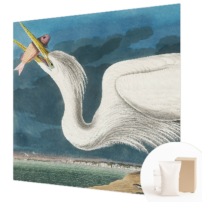 Fotomural decorativo para cabecero de cama con diseño de un pájaro sosteniendo un pez