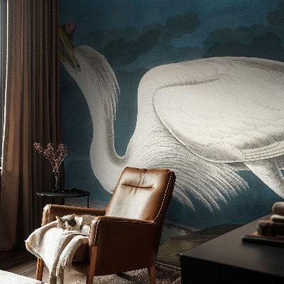 Fotomural decorativo para cabecero de cama con diseño de un pájaro sosteniendo un pez