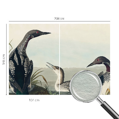 Papel mural texturado decorativo con diseño de pájaros sobre el agua