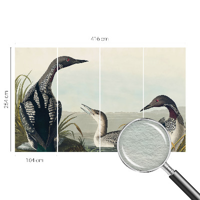 Papel mural texturado decorativo con diseño de pájaros sobre el agua