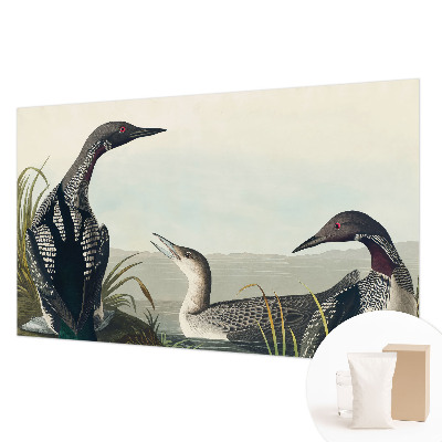 Papel mural texturado decorativo con diseño de pájaros sobre el agua