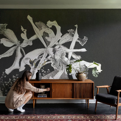 Mural decorativo con ilustración de orquídea