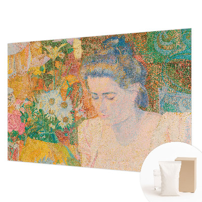 Papel mural con patrón decorativo con motivo de retrato floral